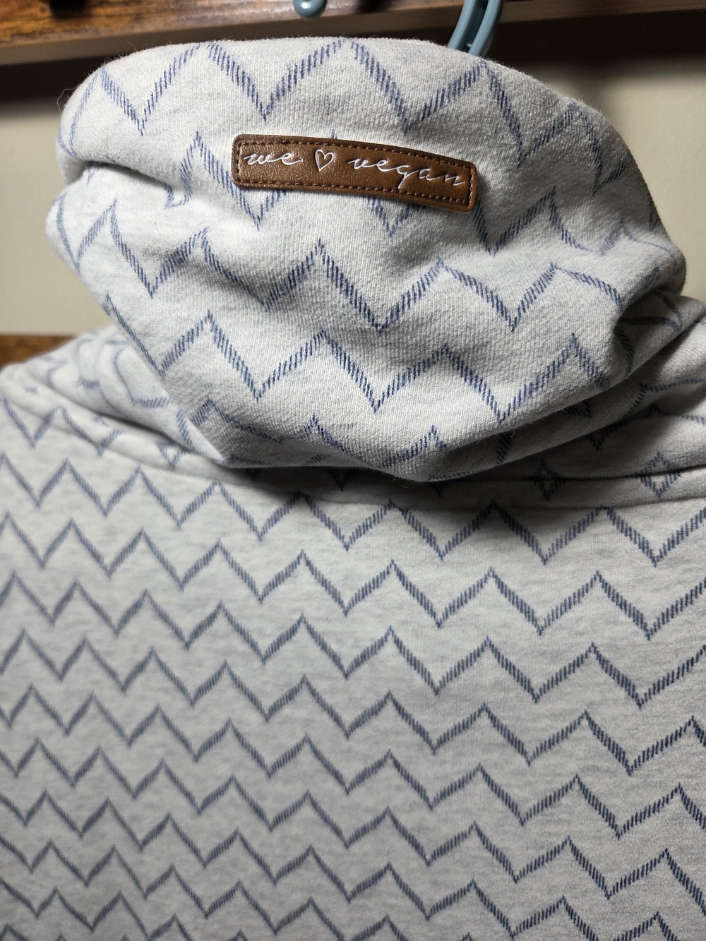 We ♥ Vegan Light Gray Chevron Turtleneck Sweater